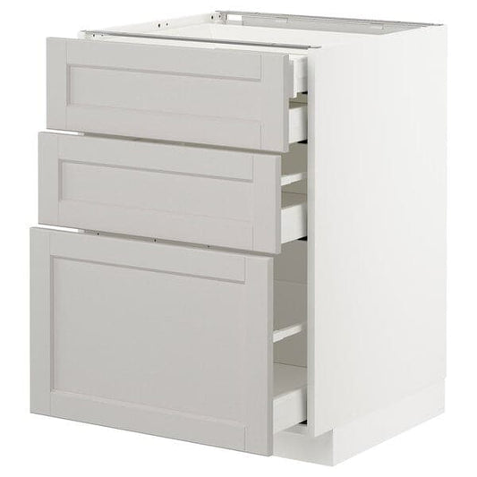 Ikea METOD / MAXIMERA - Base cb 3 frnts/2 low/1 md/1 hi drw, white/Lerhyttan light grey, 60x60 cm
