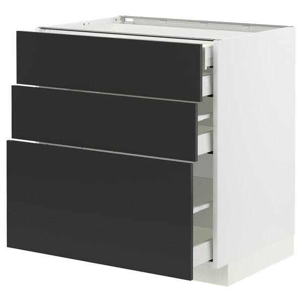 Ikea METOD / MAXIMERA - Base cb 3 frnts/2 low/1 md/1 hi drw, white/Nickebo matt anthracite, 80x60 cm
