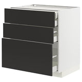 METOD / MAXIMERA base cb 3 frnts/2 low/1 md/1 hi drw, white/Nickebo matt anthracite, 80x60 cm