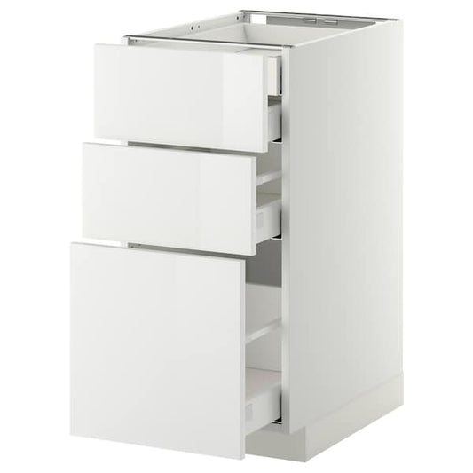 METOD / MAXIMERA - Base cb 3 frnts/2 low/1 md/1 hi drw, white/Ringhult white, 40x60 cm - best price from Maltashopper.com 79104033