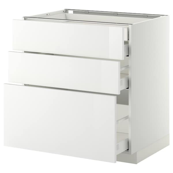 METOD / MAXIMERA - Base cb 3 frnts/2 low/1 md/1 hi drw, white/Ringhult white, 80x60 cm