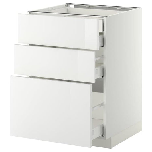 METOD / MAXIMERA - Base cb 3 frnts/2 low/1 md/1 hi drw, white/Ringhult white, 60x60 cm - best price from Maltashopper.com 59104086
