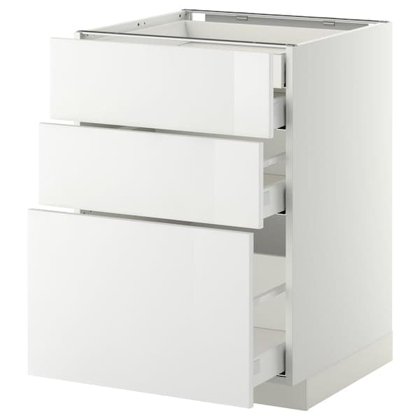 METOD / MAXIMERA - Base cb 3 frnts/2 low/1 md/1 hi drw, white/Ringhult white, 60x60 cm