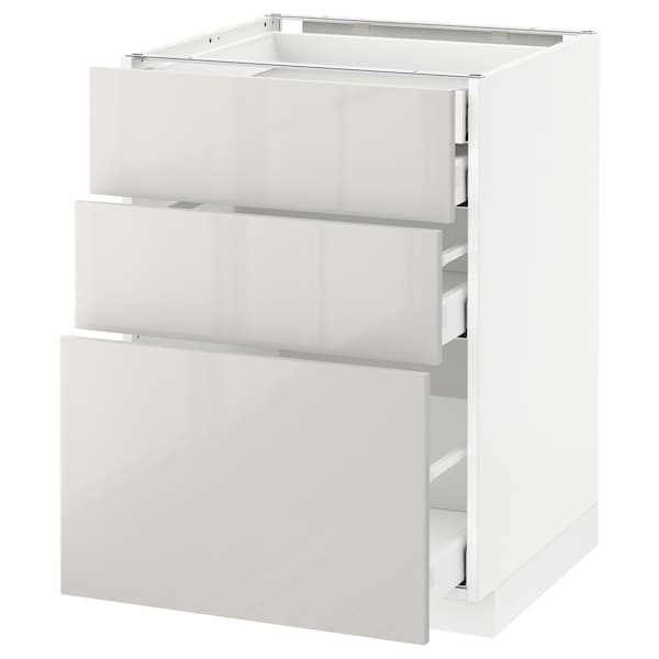METOD / MAXIMERA - Base cb 3 frnts/2 low/1 md/1 hi drw, white/Ringhult light grey, 60x60 cm - best price from Maltashopper.com 79168384