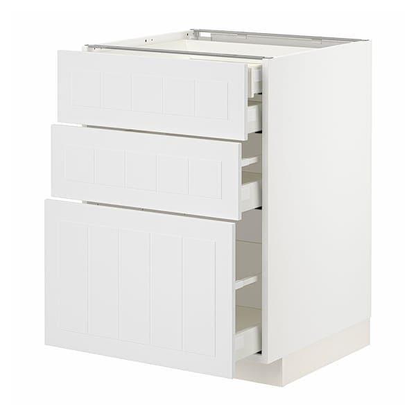 METOD / MAXIMERA - Base cb 3 frnts/2 low/1 md/1 hi drw, white/Stensund white, 60x60 cm