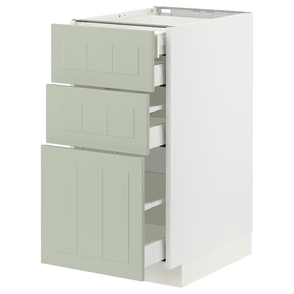 METOD / MAXIMERA - Base cb 3 frnts/2 low/1 md/1 hi drw, white/Stensund light green, 40x60 cm - best price from Maltashopper.com 69487602