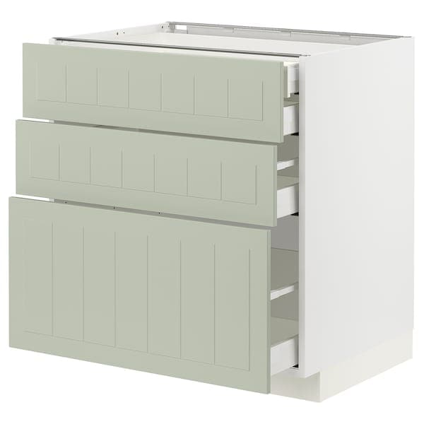 Ikea METOD / MAXIMERA - Base cb 3 frnts/2 low/1 md/1 hi drw, white/Stensund light green, 80x60 cm