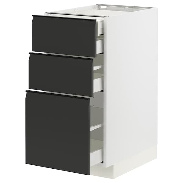 Ikea METOD / MAXIMERA - Base cb 3 frnts/2 low/1 md/1 hi drw, white/Upplöv matt anthracite , 40x60 cm