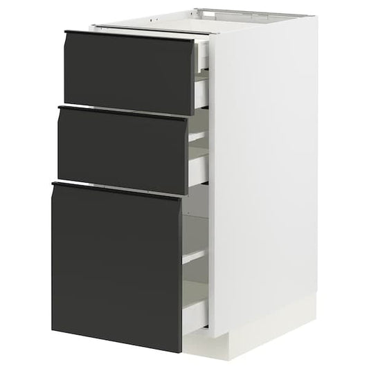 Ikea METOD / MAXIMERA - Base cb 3 frnts/2 low/1 md/1 hi drw, white/Upplöv matt anthracite , 40x60 cm