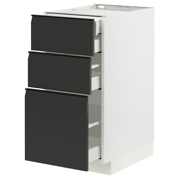 METOD / MAXIMERA - Base cb 3 frnts/2 low/1 md/1 hi drw, white/Upplöv matt anthracite , 40x60 cm