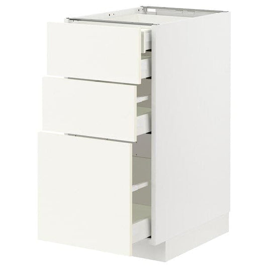 Ikea METOD / MAXIMERA - Base cb 3 frnts/2 low/1 md/1 hi drw, white/Vallstena white, 40x60 cm