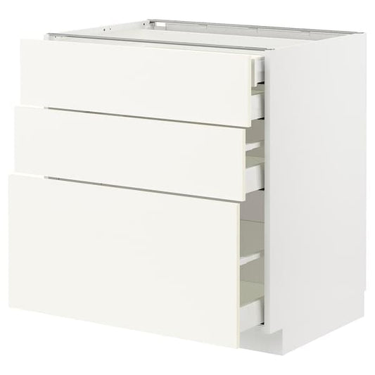 Ikea METOD / MAXIMERA - Base cb 3 frnts/2 low/1 md/1 hi drw, white/Vallstena white, 80x60 cm
