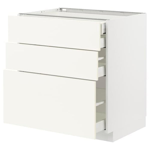 METOD / MAXIMERA - Base cb 3 frnts/2 low/1 md/1 hi drw, white/Vallstena white, 80x60 cm