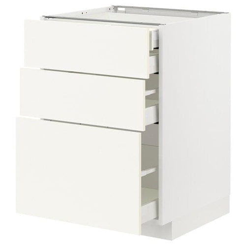 METOD / MAXIMERA - Base cb 3 frnts/2 low/1 md/1 hi drw, white/Vallstena white, 60x60 cm