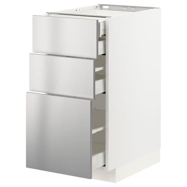 Ikea METOD / MAXIMERA - Base cb 3 frnts/2 low/1 md/1 hi drw, white/Vårsta stainless steel, 40x60 cm