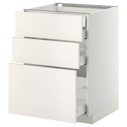 METOD / MAXIMERA base cb 3 frnts/2 low/1 md/1 hi drw, white/Veddinge white, 60x60 cm