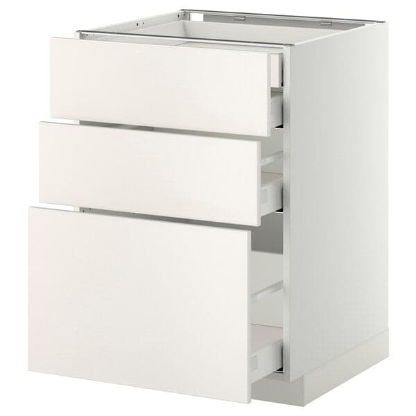 METOD / MAXIMERA - Base cb 3 frnts/2 low/1 md/1 hi drw, white/Veddinge white, 60x60 cm