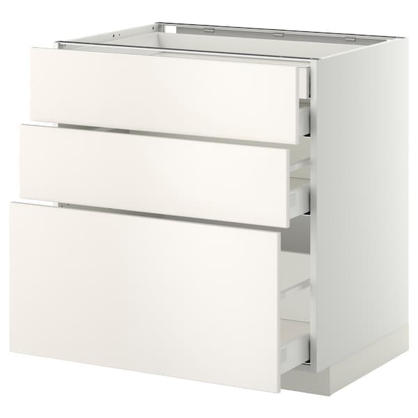 METOD / MAXIMERA - Base cb 3 frnts/2 low/1 md/1 hi drw, white/Veddinge white, 80x60 cm