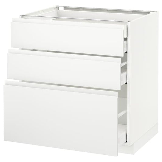Ikea METOD / MAXIMERA - Base cb 3 frnts/2 low/1 md/1 hi drw, white/Voxtorp matt white, 80x60 cm