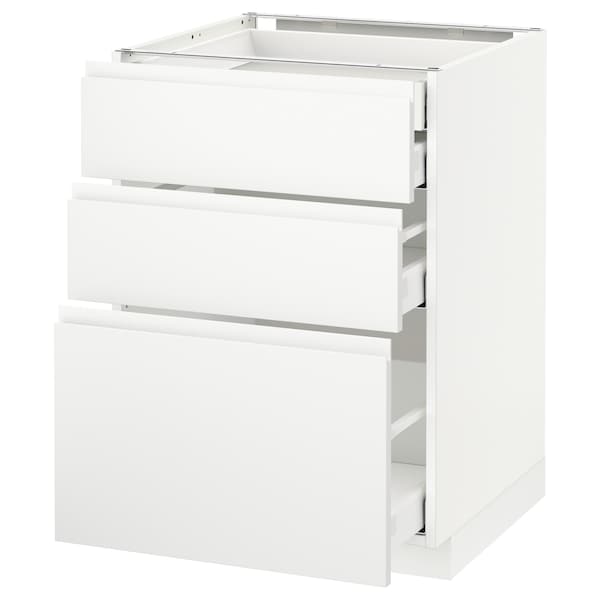 METOD / MAXIMERA - Base cb 3 frnts/2 low/1 md/1 hi drw, white/Voxtorp matt white, 60x60 cm - best price from Maltashopper.com 69130626