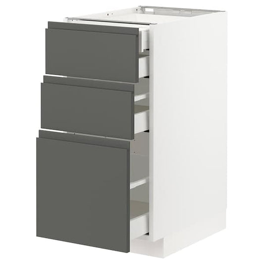 METOD / MAXIMERA - Base cb 3 frnts/2 low/1 md/1 hi drw, white/Voxtorp dark grey, 40x60 cm - best price from Maltashopper.com 09304035
