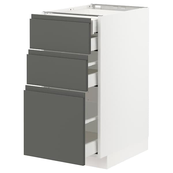 METOD / MAXIMERA - Base cb 3 frnts/2 low/1 md/1 hi drw, white/Voxtorp dark grey, 40x60 cm - best price from Maltashopper.com 09304035