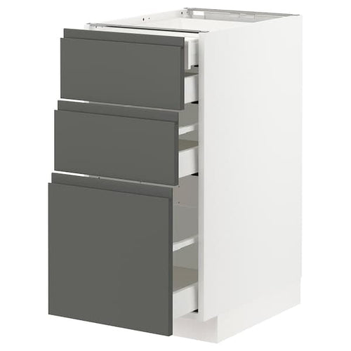 METOD / MAXIMERA - Base cb 3 frnts/2 low/1 md/1 hi drw, white/Voxtorp dark grey, 40x60 cm