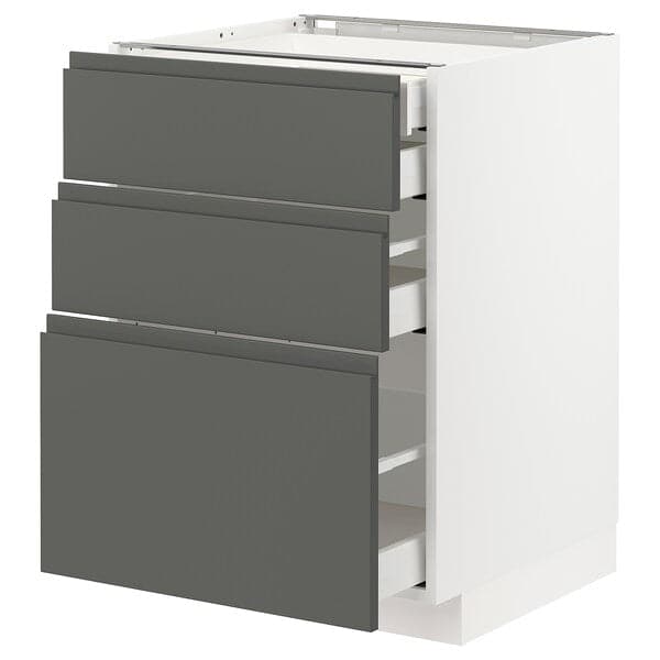 Ikea METOD / MAXIMERA - Base cb 3 frnts/2 low/1 md/1 hi drw, white/Voxtorp dark grey, 60x60 cm