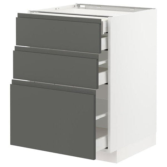 Ikea METOD / MAXIMERA - Base cb 3 frnts/2 low/1 md/1 hi drw, white/Voxtorp dark grey, 60x60 cm