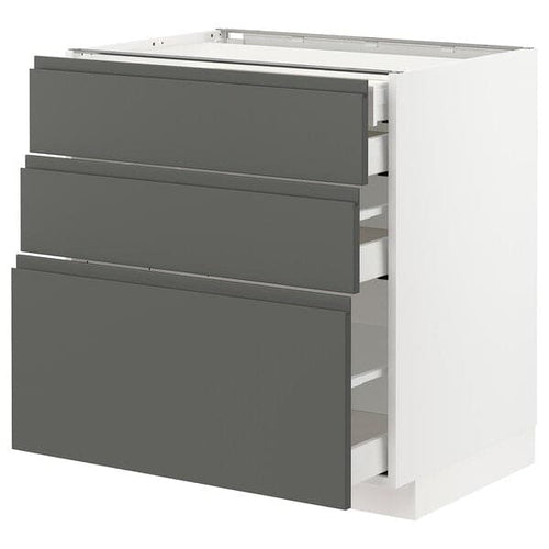 METOD / MAXIMERA - Base cb 3 frnts/2 low/1 md/1 hi drw, white/Voxtorp dark grey, 80x60 cm