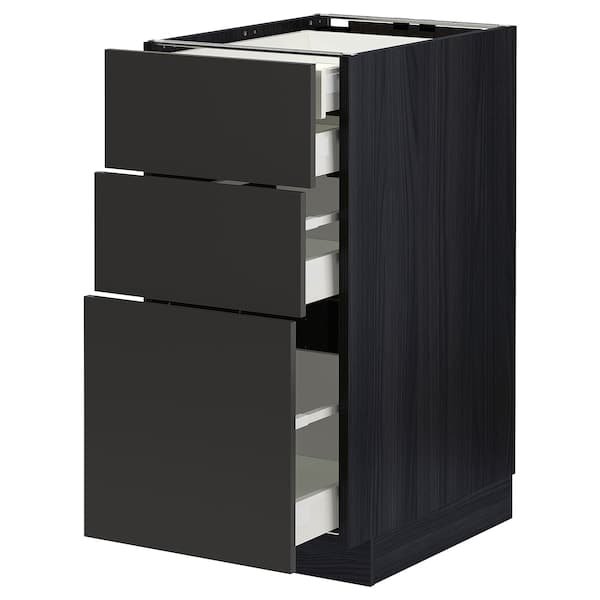 Ikea METOD / MAXIMERA - Base cb 3 frnts/2 low/1 md/1 hi drw, black/Nickebo matt anthracite, 40x60 cm