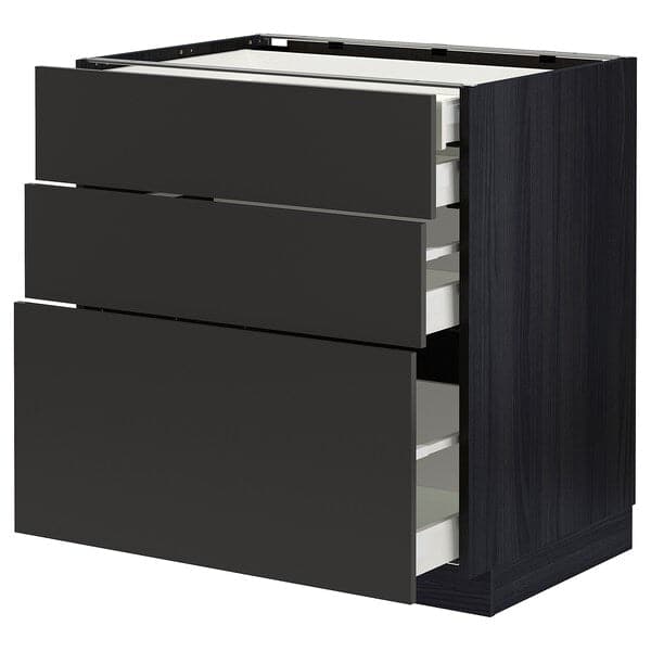 Ikea METOD / MAXIMERA - Base cb 3 frnts/2 low/1 md/1 hi drw, black/Nickebo matt anthracite, 80x60 cm