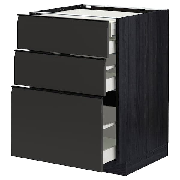 METOD / MAXIMERA - Base cb 3 frnts/2 low/1 md/1 hi drw, black/Upplöv matt anthracite, 60x60 cm