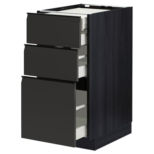 METOD / MAXIMERA - Base cb 3 frnts/2 low/1 md/1 hi drw, black/Upplöv matt anthracite, 40x60 cm