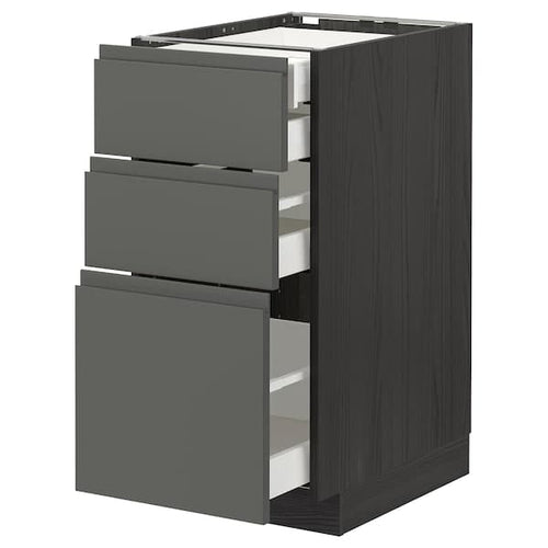 METOD / MAXIMERA - Base cb 3 frnts/2 low/1 md/1 hi drw, black/Voxtorp dark grey, 40x60 cm