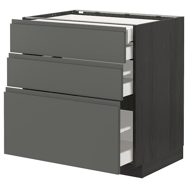 Ikea METOD / MAXIMERA - Base cb 3 frnts/2 low/1 md/1 hi drw, black/Voxtorp dark grey, 80x60 cm