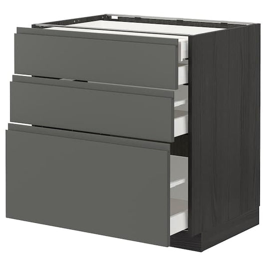 Ikea METOD / MAXIMERA - Base cb 3 frnts/2 low/1 md/1 hi drw, black/Voxtorp dark grey, 80x60 cm