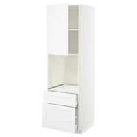 METOD / MAXIMERA hi cab f ov w dr/2 frnt/1 m/1 h drw, white/Axstad matt white, 60x60x200 cm
