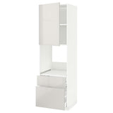 METOD / MAXIMERA hi cab f ov w dr/2 frnt/1 m/1 h drw, white/Ringhult light grey, 60x60x200 cm