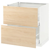 METOD / MAXIMERA base cb 2 fronts/2 high drawers, white/Askersund light ash effect, 80x60 cm