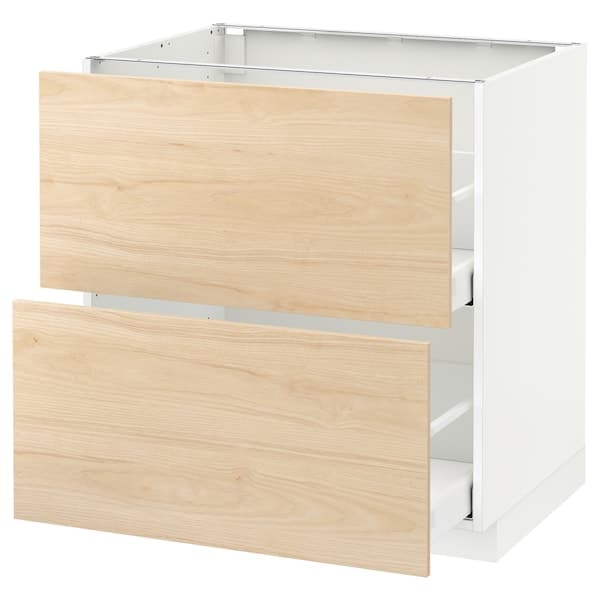 METOD / MAXIMERA - Base cb 2 fronts/2 high drawers, white/Askersund light ash effect, 80x60 cm - best price from Maltashopper.com 79216097