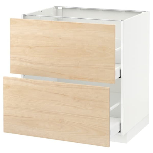 METOD / MAXIMERA - Base cb 2 fronts/2 high drawers, white/Askersund light ash effect, 80x60 cm