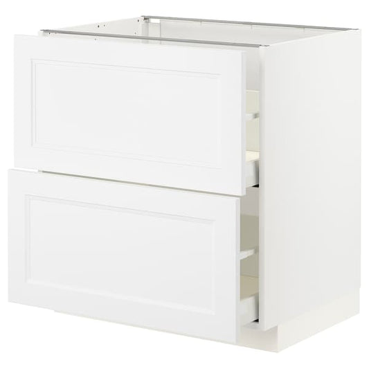 Ikea METOD / MAXIMERA - Base cb 2 fronts/2 high drawers, white/Axstad matt white, 80x60 cm