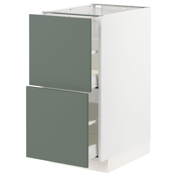 METOD / MAXIMERA - Base cb 2 fronts/2 high drawers, white/Bodarp grey-green, 40x60 cm - best price from Maltashopper.com 59317224