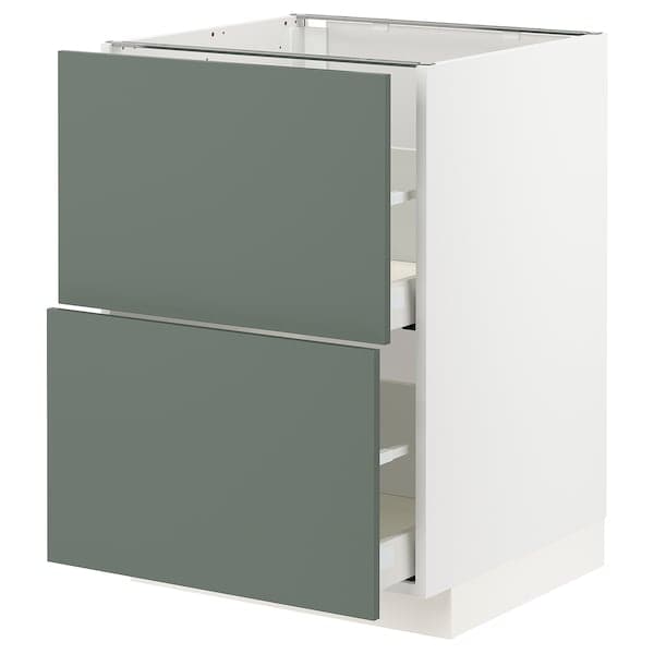METOD / MAXIMERA - Base cb 2 fronts/2 high drawers, white/Bodarp grey-green, 60x60 cm - best price from Maltashopper.com 69306852