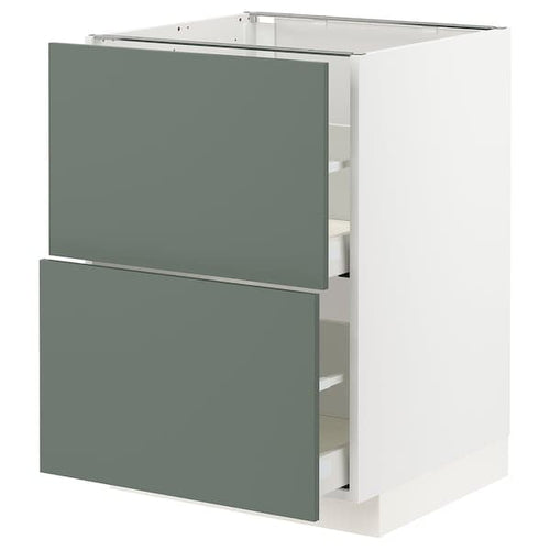 METOD / MAXIMERA - Base cb 2 fronts/2 high drawers, white/Bodarp grey-green, 60x60 cm