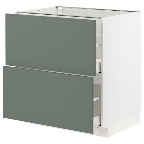 METOD / MAXIMERA - Base cb 2 fronts/2 high drawers, white/Bodarp grey-green, 80x60 cm