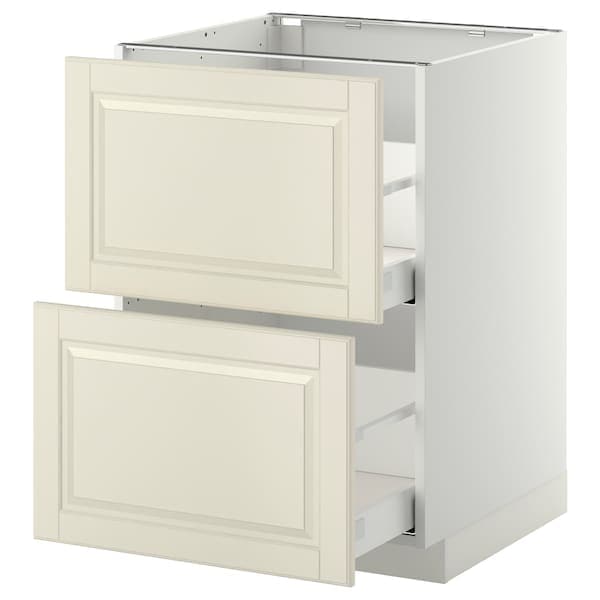 METOD / MAXIMERA - Base cb 2 fronts/2 high drawers, white/Bodbyn off-white - Premium Kitchen & Dining Furniture Sets from Ikea - Just €272.99! Shop now at Maltashopper.com