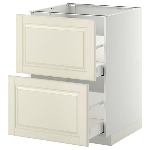 METOD / MAXIMERA - Base cb 2 fronts/2 high drawers, white/Bodbyn off-white, 60x60 cm
