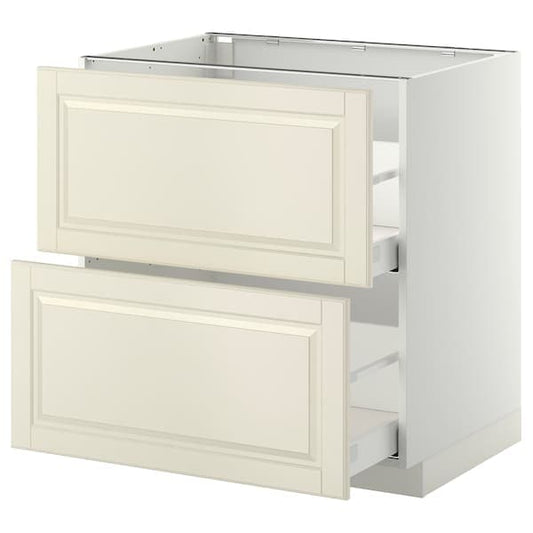 METOD / MAXIMERA - Base cb 2 fronts/2 high drawers, white/Bodbyn off-white, 80x60 cm - best price from Maltashopper.com 19104470